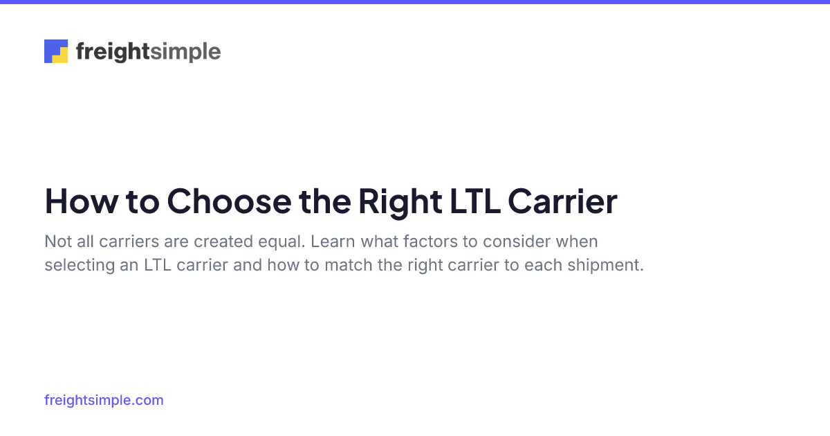 Tl Carrier Example How to Choose the Right LTL Carrier