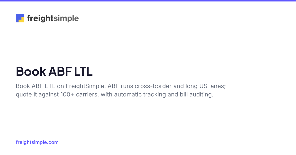 Book ABF LTL - FreightSimple